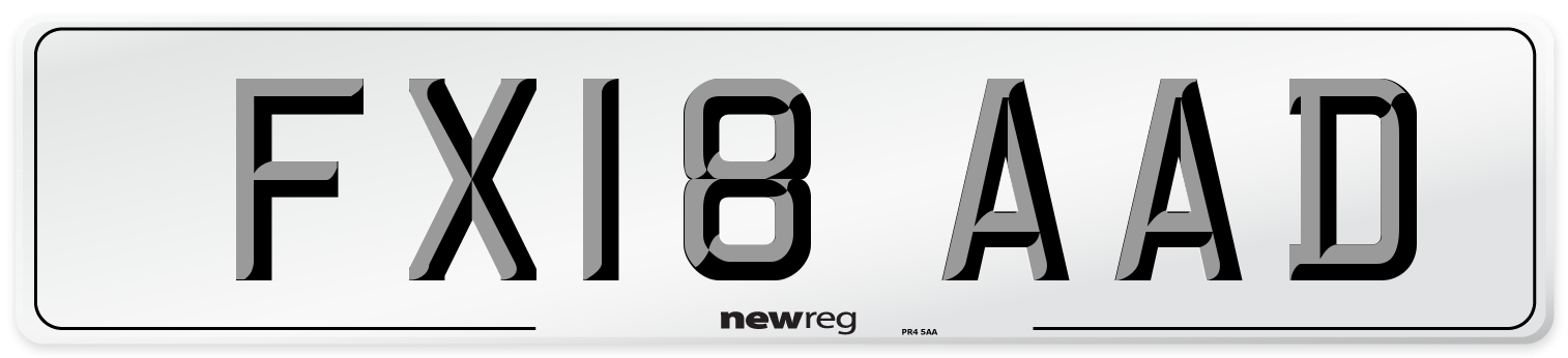 FX18 AAD Number Plate from New Reg